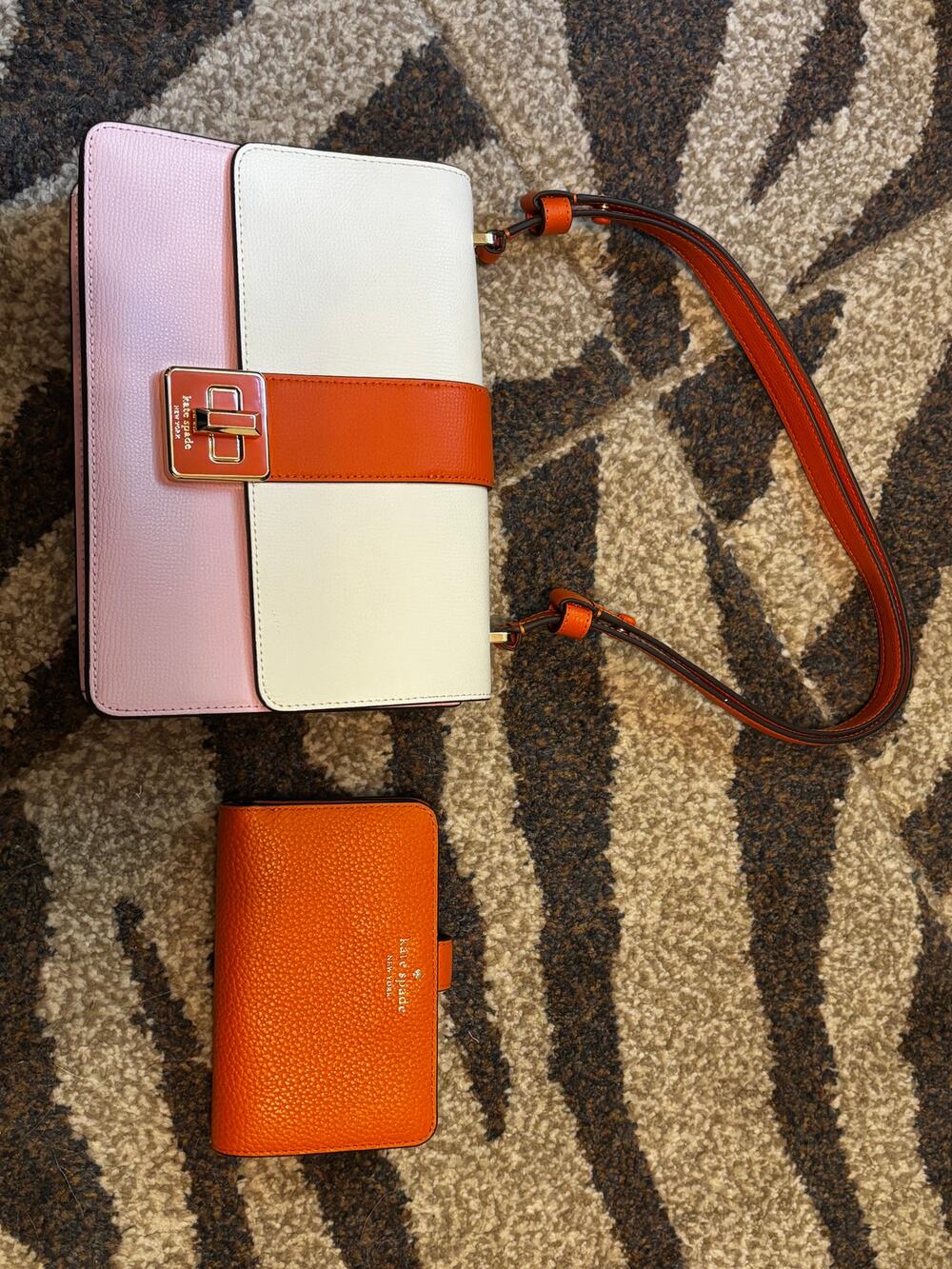 Kate Spade New York Pheobe Turnlock Colorblock Flap Bag w Wallet